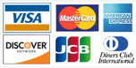 Visa, MasterCard, Discover, American Express, Diners Club, JCB